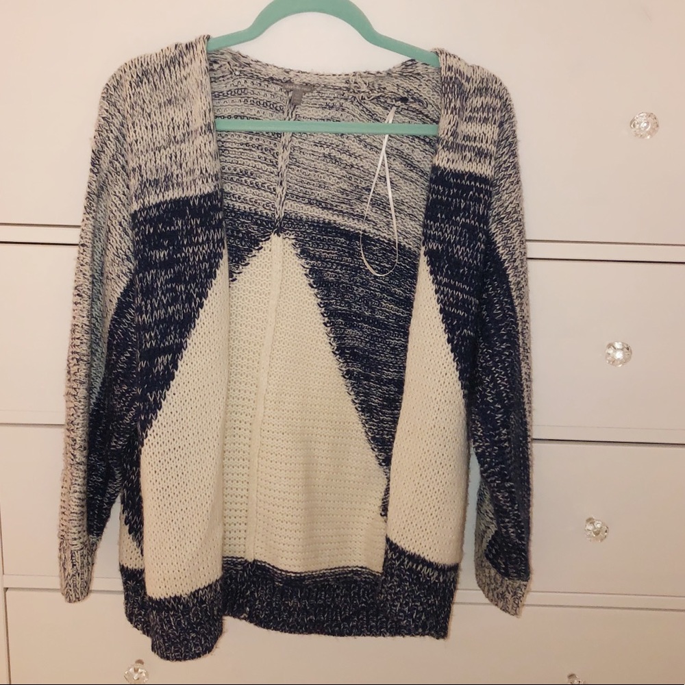 Navy blue and white cardigan